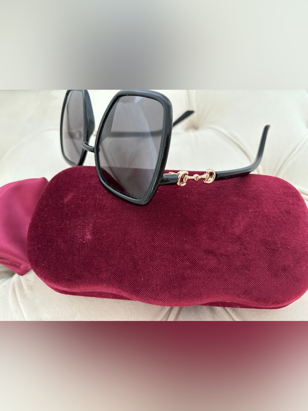 Black Square Sunglasses with Gold Accent